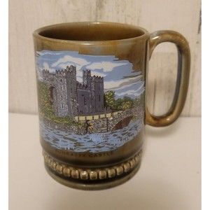 Vintage Wade Irish Porcelain Blue Green Espresso Tea Mug BUNRATTY CASTLE Ireland